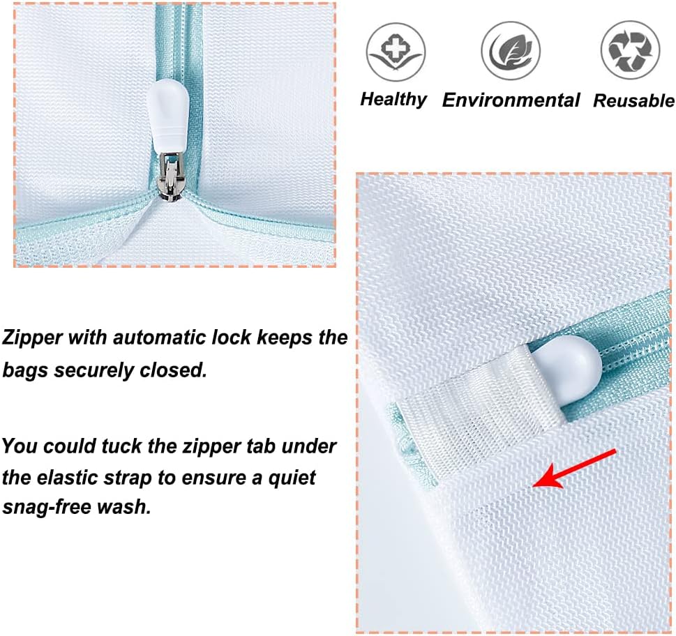 Shoe Washing Machine Bags, 3PCS Mesh Laundry Bags for Shoes, Sneakers, Trainers, Tennis Shoes, Slippers, Fit up to Men’s Size 12