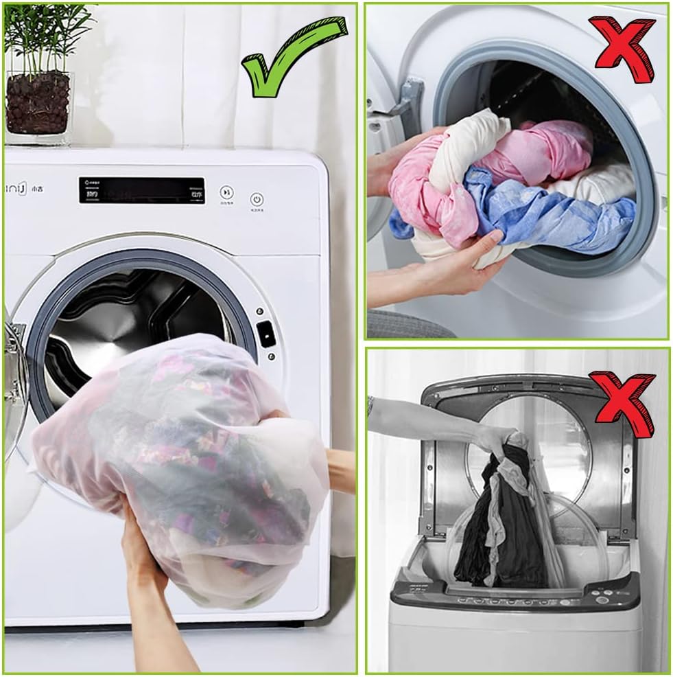 Shoe Washing Machine Bags, 3PCS Mesh Laundry Bags for Shoes, Sneakers, Trainers, Tennis Shoes, Slippers, Fit up to Men’s Size 12