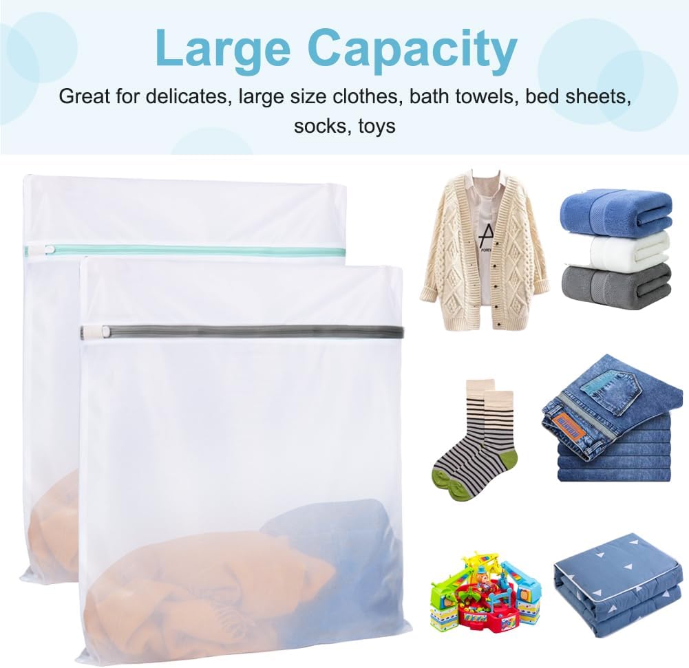 Shoe Washing Machine Bags, 3PCS Mesh Laundry Bags for Shoes, Sneakers, Trainers, Tennis Shoes, Slippers, Fit up to Men’s Size 12