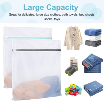 Shoe Washing Machine Bags, 3PCS Mesh Laundry Bags for Shoes, Sneakers, Trainers, Tennis Shoes, Slippers, Fit up to Men’s Size 12