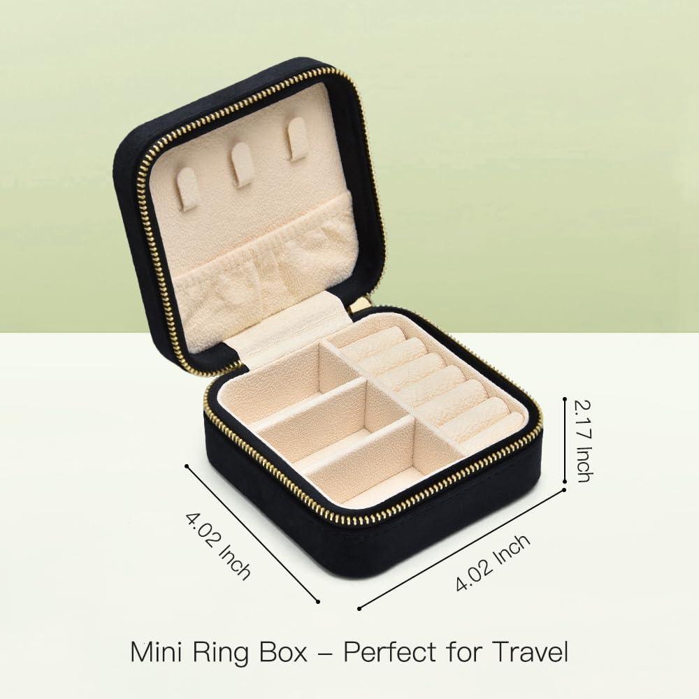 Small Travel Jewelry Case, Mini Tiny Plush Velvet Jewelry Box for Women and Girls, Pocket Size Jewelry holder organizer for Rings Earrings and Small Items(Avocado Green)