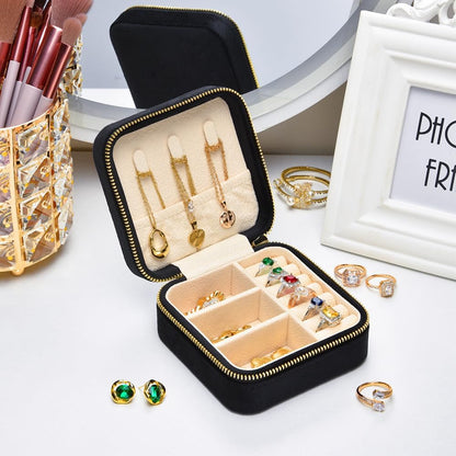 Small Travel Jewelry Case, Mini Tiny Plush Velvet Jewelry Box for Women and Girls, Pocket Size Jewelry holder organizer for Rings Earrings and Small Items(Avocado Green)