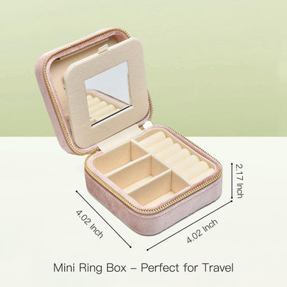 Small Travel Jewelry Case, Mini Tiny Plush Velvet Jewelry Box for Women and Girls, Pocket Size Jewelry holder organizer for Rings Earrings and Small Items(Avocado Green)