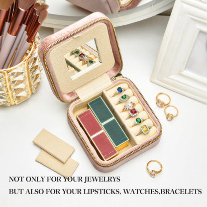 Small Travel Jewelry Case, Mini Tiny Plush Velvet Jewelry Box for Women and Girls, Pocket Size Jewelry holder organizer for Rings Earrings and Small Items(Avocado Green)