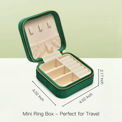Small Travel Jewelry Case, Mini Tiny Plush Velvet Jewelry Box for Women and Girls, Pocket Size Jewelry holder organizer for Rings Earrings and Small Items(Avocado Green)