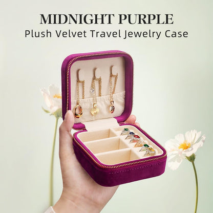 Small Travel Jewelry Case, Mini Tiny Plush Velvet Jewelry Box for Women and Girls, Pocket Size Jewelry holder organizer for Rings Earrings and Small Items(Avocado Green)