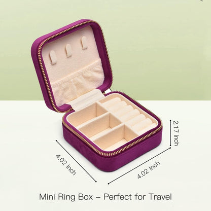 Small Travel Jewelry Case, Mini Tiny Plush Velvet Jewelry Box for Women and Girls, Pocket Size Jewelry holder organizer for Rings Earrings and Small Items(Avocado Green)