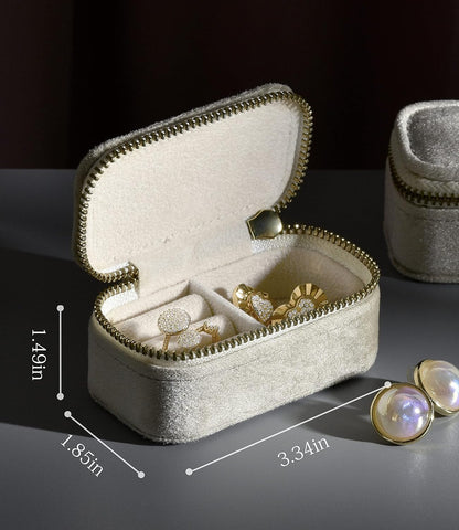 Small Travel Jewelry Case, Mini Tiny Plush Velvet Jewelry Box for Women and Girls, Pocket Size Jewelry holder organizer for Rings Earrings and Small Items(Avocado Green)