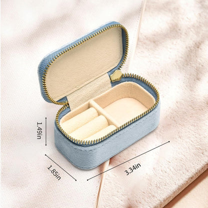 Small Travel Jewelry Case, Mini Tiny Plush Velvet Jewelry Box for Women and Girls, Pocket Size Jewelry holder organizer for Rings Earrings and Small Items(Avocado Green)