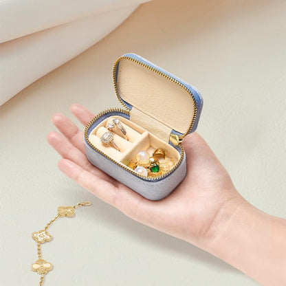 Small Travel Jewelry Case, Mini Tiny Plush Velvet Jewelry Box for Women and Girls, Pocket Size Jewelry holder organizer for Rings Earrings and Small Items(Avocado Green)