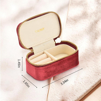 Small Travel Jewelry Case, Mini Tiny Plush Velvet Jewelry Box for Women and Girls, Pocket Size Jewelry holder organizer for Rings Earrings and Small Items(Avocado Green)