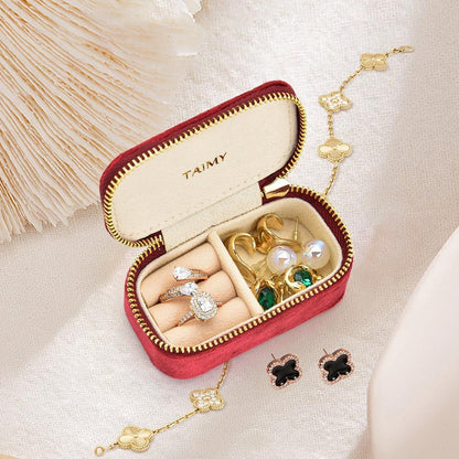 Small Travel Jewelry Case, Mini Tiny Plush Velvet Jewelry Box for Women and Girls, Pocket Size Jewelry holder organizer for Rings Earrings and Small Items(Avocado Green)