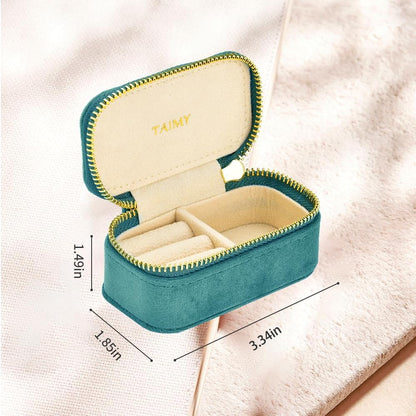 Small Travel Jewelry Case, Mini Tiny Plush Velvet Jewelry Box for Women and Girls, Pocket Size Jewelry holder organizer for Rings Earrings and Small Items(Avocado Green)