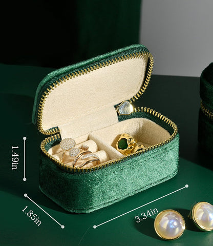 Small Travel Jewelry Case, Mini Tiny Plush Velvet Jewelry Box for Women and Girls, Pocket Size Jewelry holder organizer for Rings Earrings and Small Items(Avocado Green)