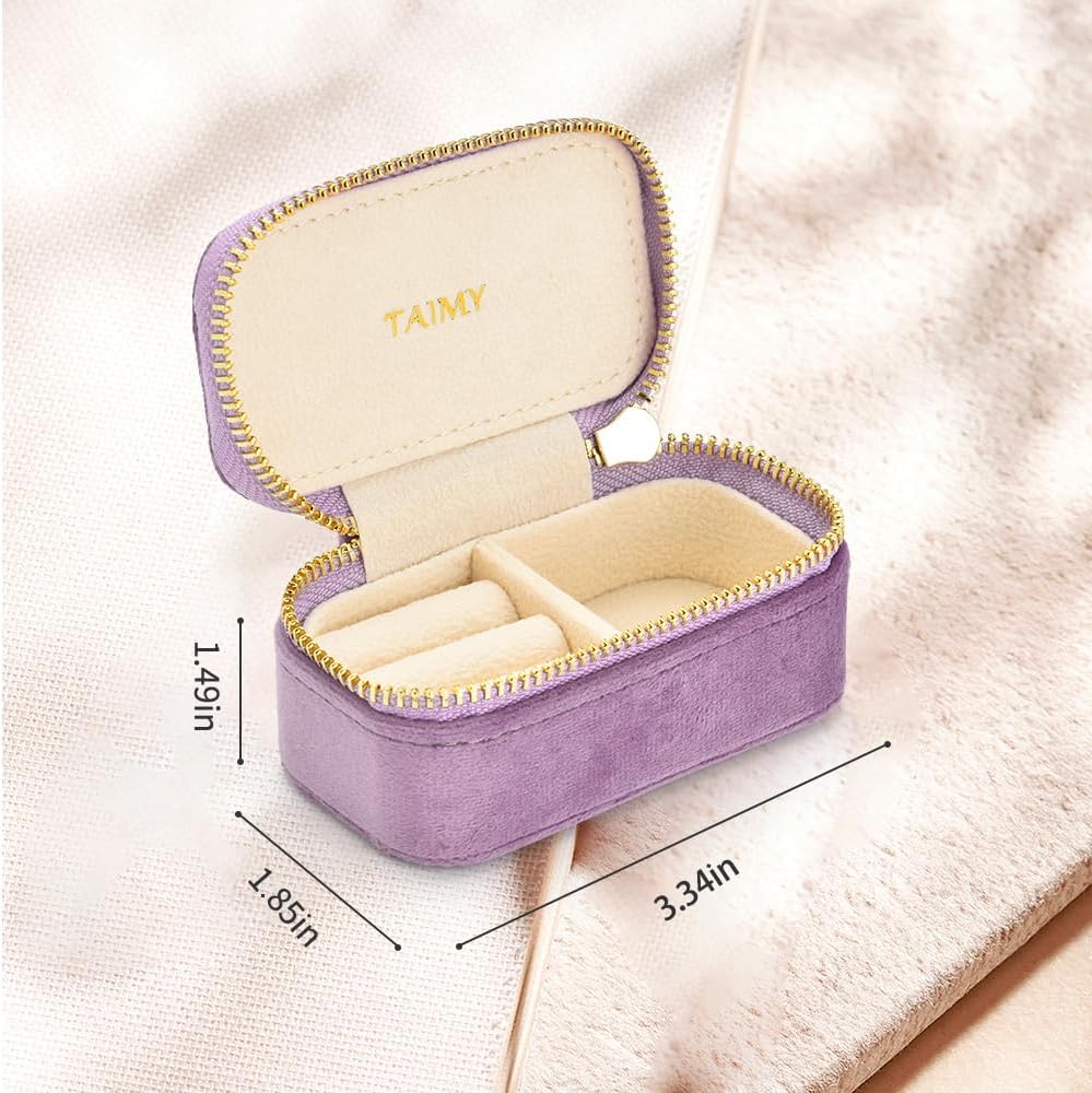 Small Travel Jewelry Case, Mini Tiny Plush Velvet Jewelry Box for Women and Girls, Pocket Size Jewelry holder organizer for Rings Earrings and Small Items(Avocado Green)