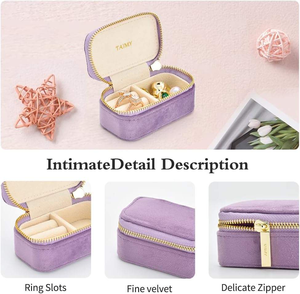 Small Travel Jewelry Case, Mini Tiny Plush Velvet Jewelry Box for Women and Girls, Pocket Size Jewelry holder organizer for Rings Earrings and Small Items(Avocado Green)