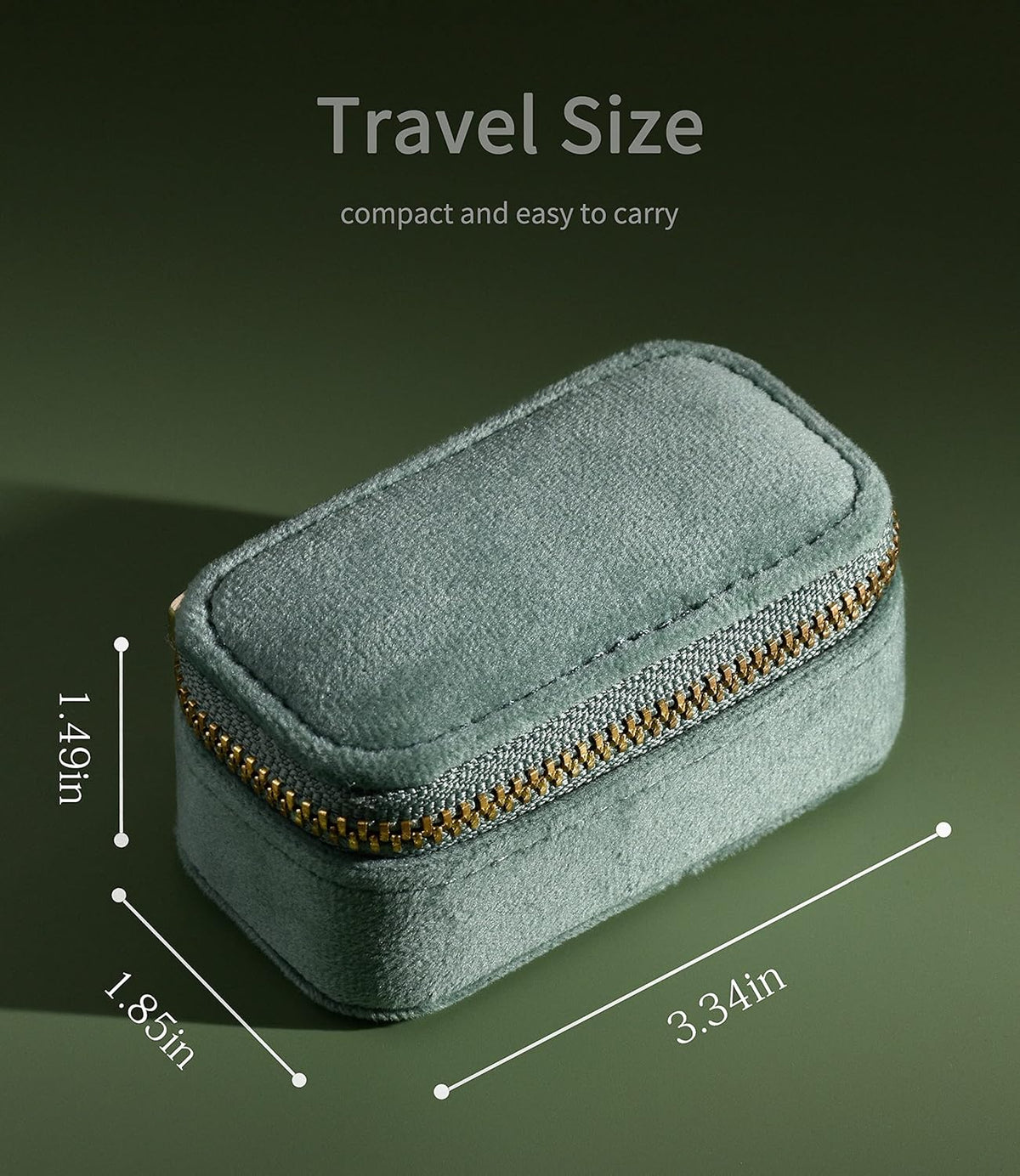 Small Travel Jewelry Case, Mini Tiny Plush Velvet Jewelry Box for Women and Girls, Pocket Size Jewelry holder organizer for Rings Earrings and Small Items(Avocado Green)