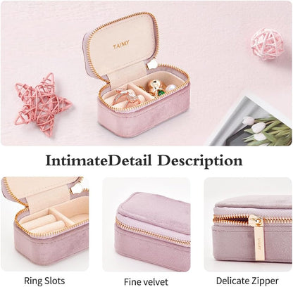 Small Travel Jewelry Case, Mini Tiny Plush Velvet Jewelry Box for Women and Girls, Pocket Size Jewelry holder organizer for Rings Earrings and Small Items(Avocado Green)