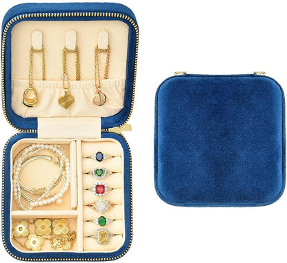 Small Travel Jewelry Case, Mini Tiny Plush Velvet Jewelry Box for Women and Girls, Pocket Size Jewelry holder organizer for Rings Earrings and Small Items(Avocado Green)