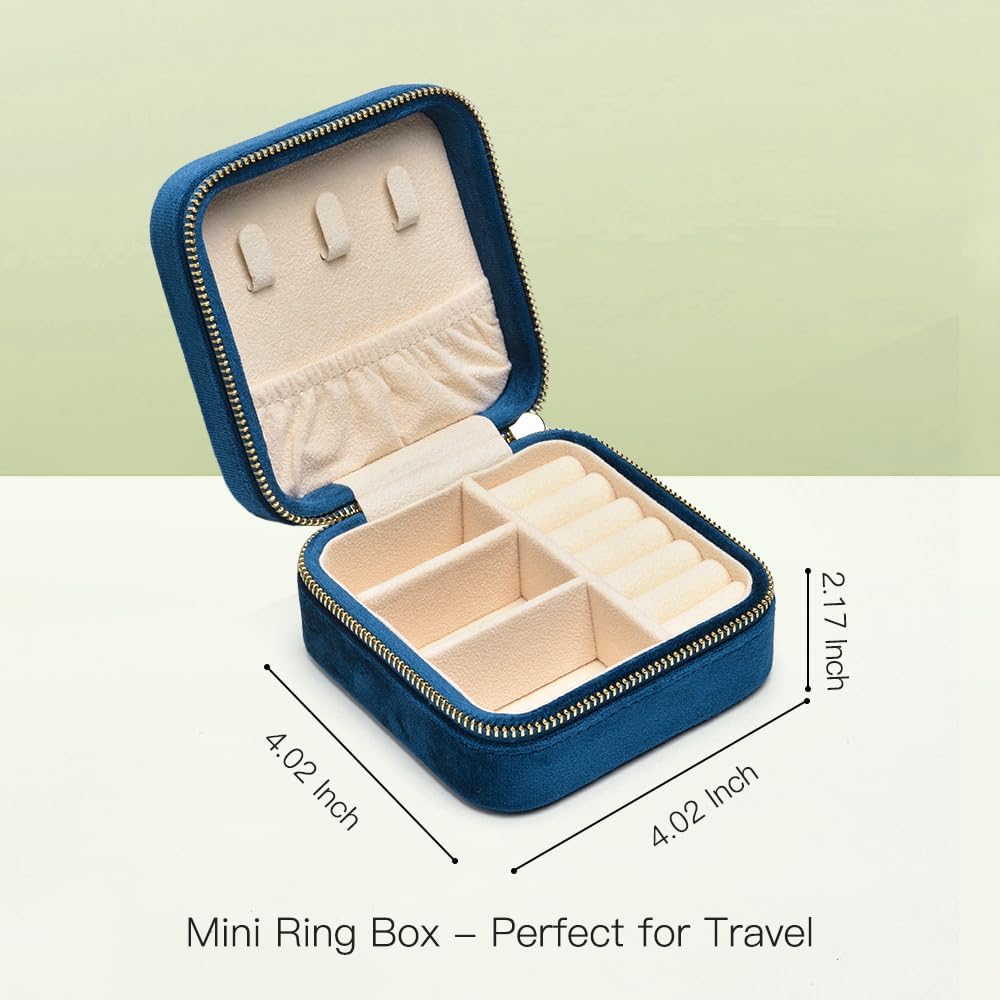 Small Travel Jewelry Case, Mini Tiny Plush Velvet Jewelry Box for Women and Girls, Pocket Size Jewelry holder organizer for Rings Earrings and Small Items(Avocado Green)