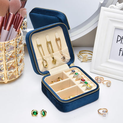Small Travel Jewelry Case, Mini Tiny Plush Velvet Jewelry Box for Women and Girls, Pocket Size Jewelry holder organizer for Rings Earrings and Small Items(Avocado Green)