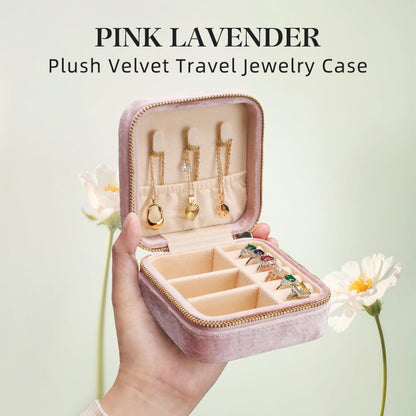 Small Travel Jewelry Case, Mini Tiny Plush Velvet Jewelry Box for Women and Girls, Pocket Size Jewelry holder organizer for Rings Earrings and Small Items(Avocado Green)