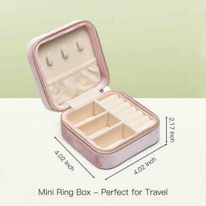 Small Travel Jewelry Case, Mini Tiny Plush Velvet Jewelry Box for Women and Girls, Pocket Size Jewelry holder organizer for Rings Earrings and Small Items(Avocado Green)