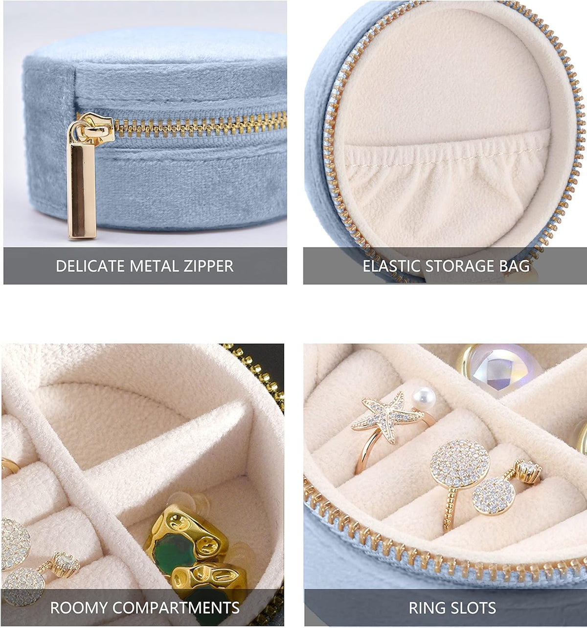 Small Travel Jewelry Case, Mini Tiny Plush Velvet Jewelry Box for Women and Girls, Pocket Size Jewelry holder organizer for Rings Earrings and Small Items(Avocado Green)