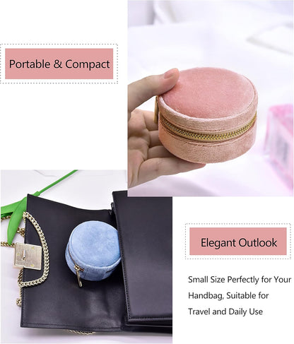 Small Travel Jewelry Case, Mini Tiny Plush Velvet Jewelry Box for Women and Girls, Pocket Size Jewelry holder organizer for Rings Earrings and Small Items(Avocado Green)