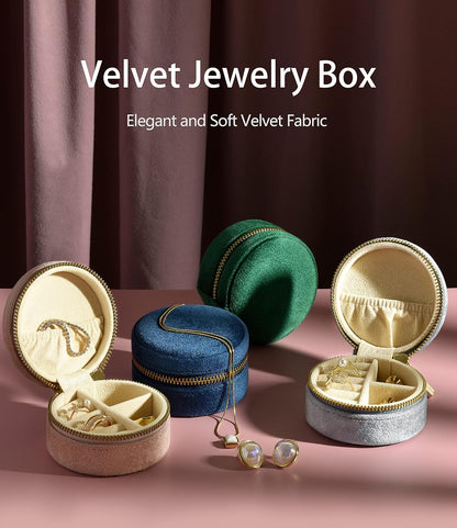 Small Travel Jewelry Case, Mini Tiny Plush Velvet Jewelry Box for Women and Girls, Pocket Size Jewelry holder organizer for Rings Earrings and Small Items(Avocado Green)