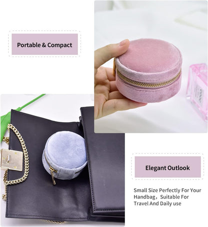Small Travel Jewelry Case, Mini Tiny Plush Velvet Jewelry Box for Women and Girls, Pocket Size Jewelry holder organizer for Rings Earrings and Small Items(Avocado Green)