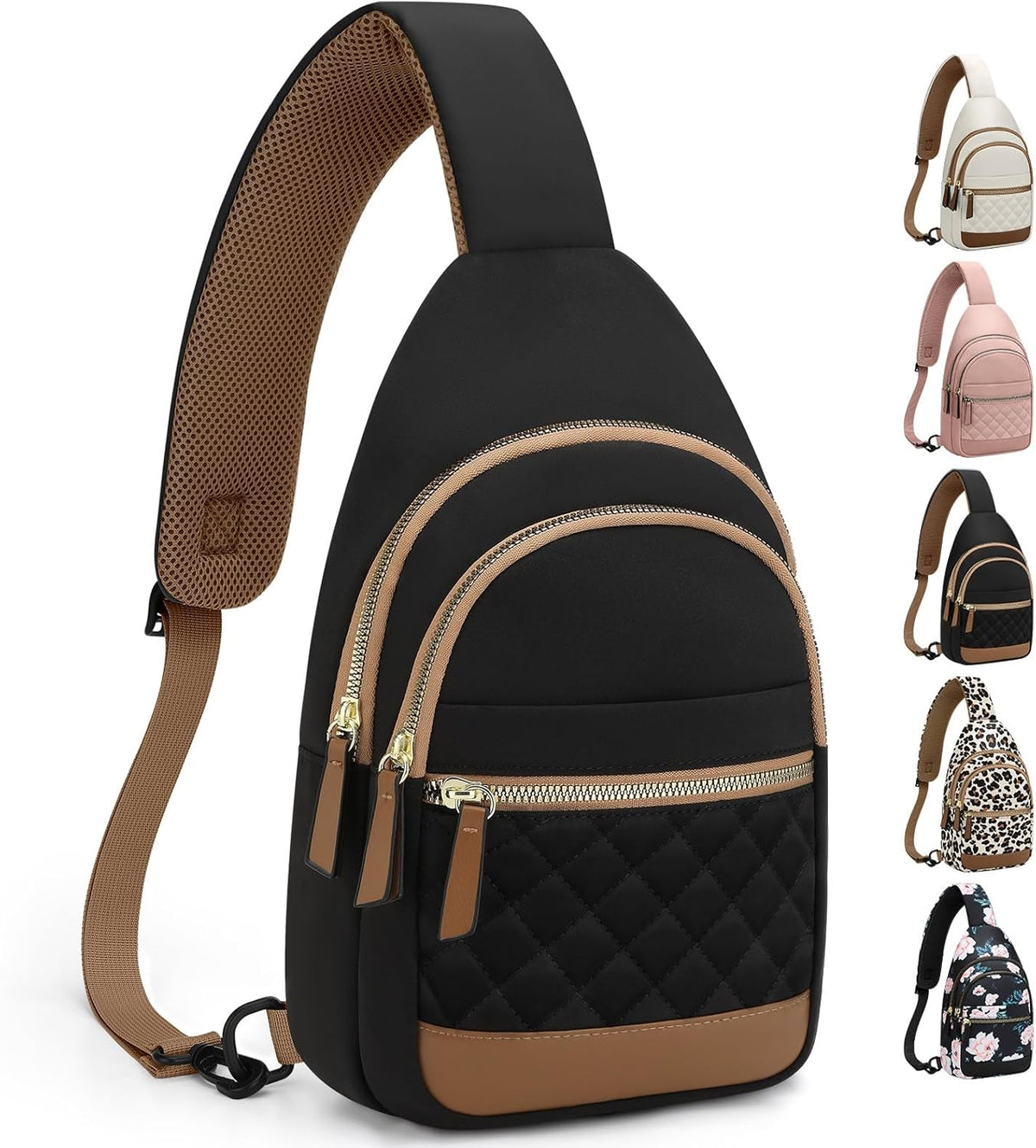 Sling Bag for Women Men Waterproof Crossbody Bags for Women Trendy Casual Fanny Pack with Convertible Shoulder Strap Chest Bag for Travel Hiking(Beige, Medium)