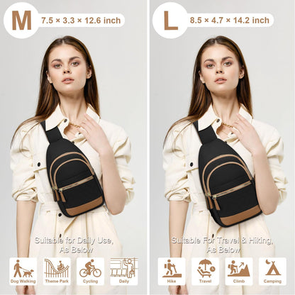 Sling Bag for Women Men Waterproof Crossbody Bags for Women Trendy Casual Fanny Pack with Convertible Shoulder Strap Chest Bag for Travel Hiking(Beige, Medium)