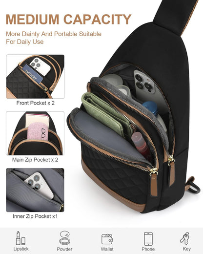 Sling Bag for Women Men Waterproof Crossbody Bags for Women Trendy Casual Fanny Pack with Convertible Shoulder Strap Chest Bag for Travel Hiking(Beige, Medium)