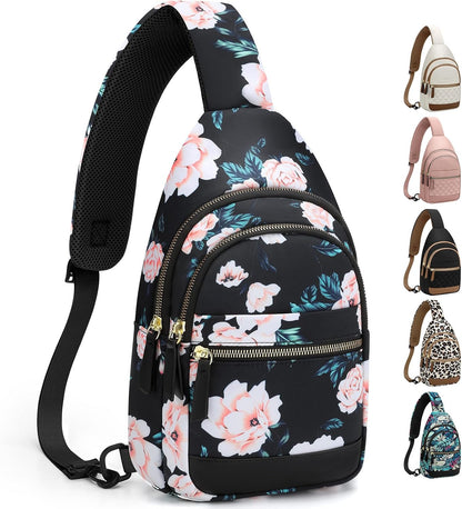 Sling Bag for Women Men Waterproof Crossbody Bags for Women Trendy Casual Fanny Pack with Convertible Shoulder Strap Chest Bag for Travel Hiking(Beige, Medium)