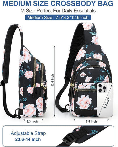 Sling Bag for Women Men Waterproof Crossbody Bags for Women Trendy Casual Fanny Pack with Convertible Shoulder Strap Chest Bag for Travel Hiking(Beige, Medium)