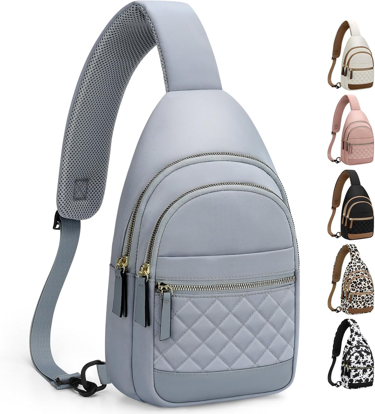 Sling Bag for Women Men Waterproof Crossbody Bags for Women Trendy Casual Fanny Pack with Convertible Shoulder Strap Chest Bag for Travel Hiking(Beige, Medium)