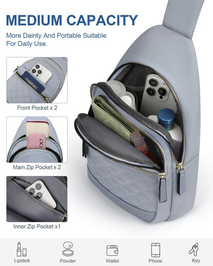 Sling Bag for Women Men Waterproof Crossbody Bags for Women Trendy Casual Fanny Pack with Convertible Shoulder Strap Chest Bag for Travel Hiking(Beige, Medium)