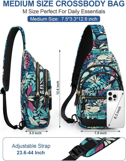 Sling Bag for Women Men Waterproof Crossbody Bags for Women Trendy Casual Fanny Pack with Convertible Shoulder Strap Chest Bag for Travel Hiking(Beige, Medium)