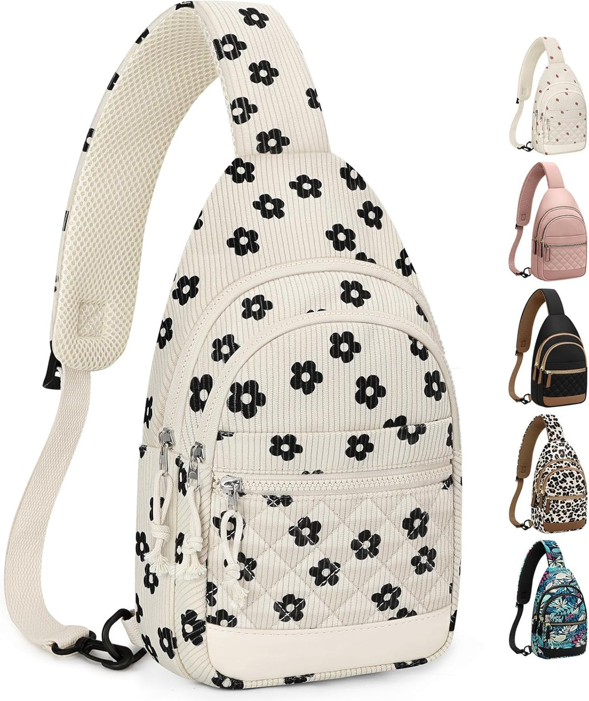 Sling Bag for Women Men Waterproof Crossbody Bags for Women Trendy Casual Fanny Pack with Convertible Shoulder Strap Chest Bag for Travel Hiking(Beige, Medium)