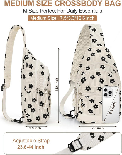 Sling Bag for Women Men Waterproof Crossbody Bags for Women Trendy Casual Fanny Pack with Convertible Shoulder Strap Chest Bag for Travel Hiking(Beige, Medium)