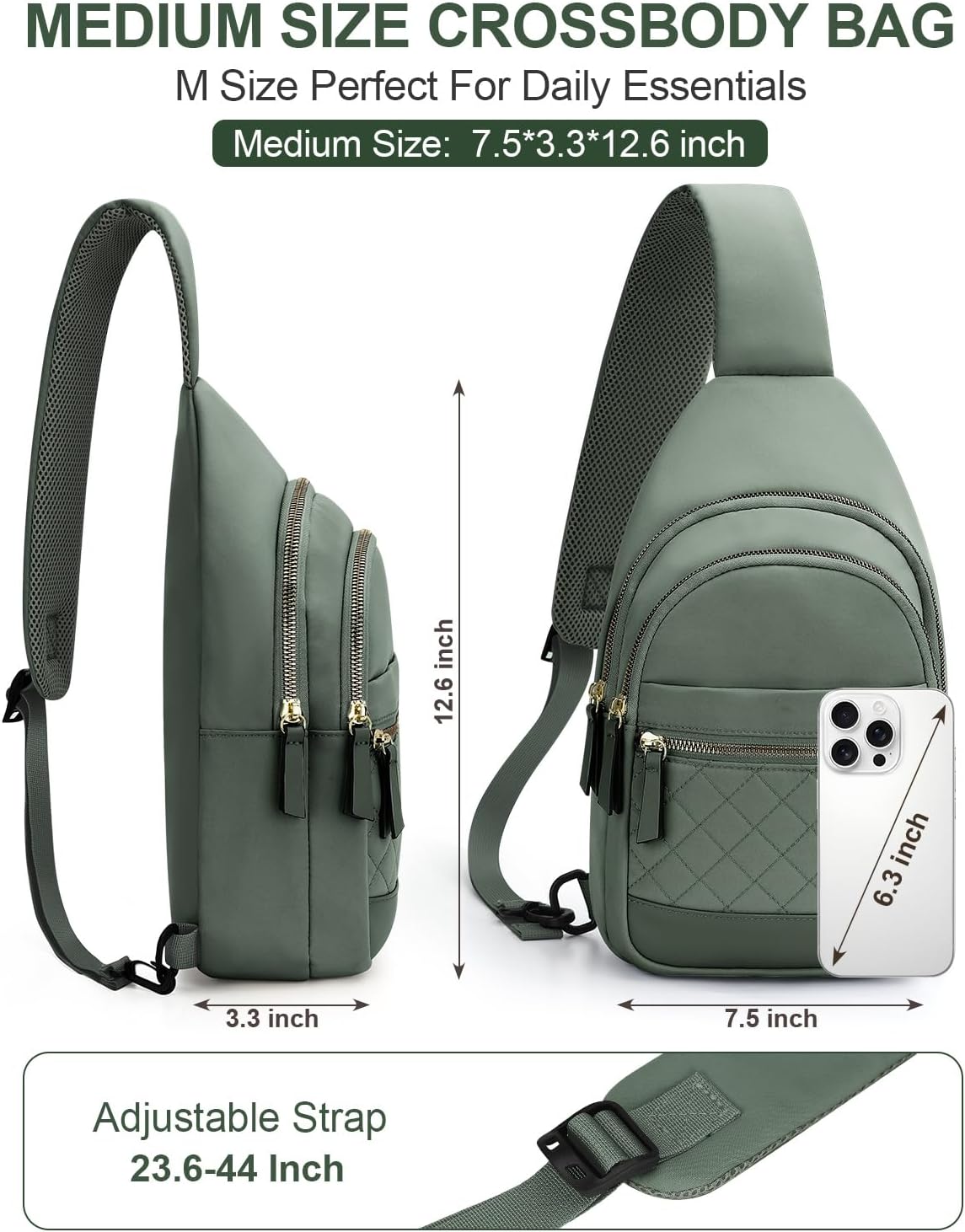 Sling Bag for Women Men Waterproof Crossbody Bags for Women Trendy Casual Fanny Pack with Convertible Shoulder Strap Chest Bag for Travel Hiking(Beige, Medium)
