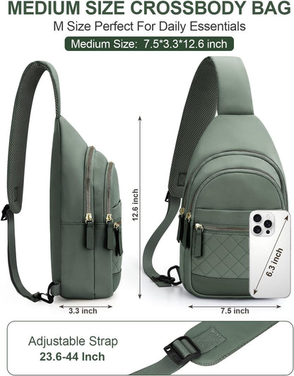 Sling Bag for Women Men Waterproof Crossbody Bags for Women Trendy Casual Fanny Pack with Convertible Shoulder Strap Chest Bag for Travel Hiking(Beige, Medium)