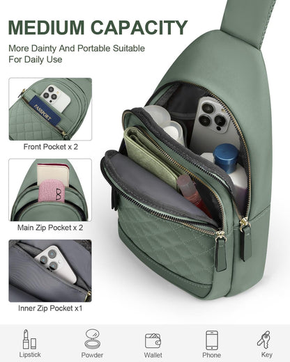 Sling Bag for Women Men Waterproof Crossbody Bags for Women Trendy Casual Fanny Pack with Convertible Shoulder Strap Chest Bag for Travel Hiking(Beige, Medium)