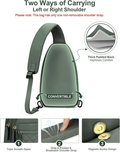 Sling Bag for Women Men Waterproof Crossbody Bags for Women Trendy Casual Fanny Pack with Convertible Shoulder Strap Chest Bag for Travel Hiking(Beige, Medium)