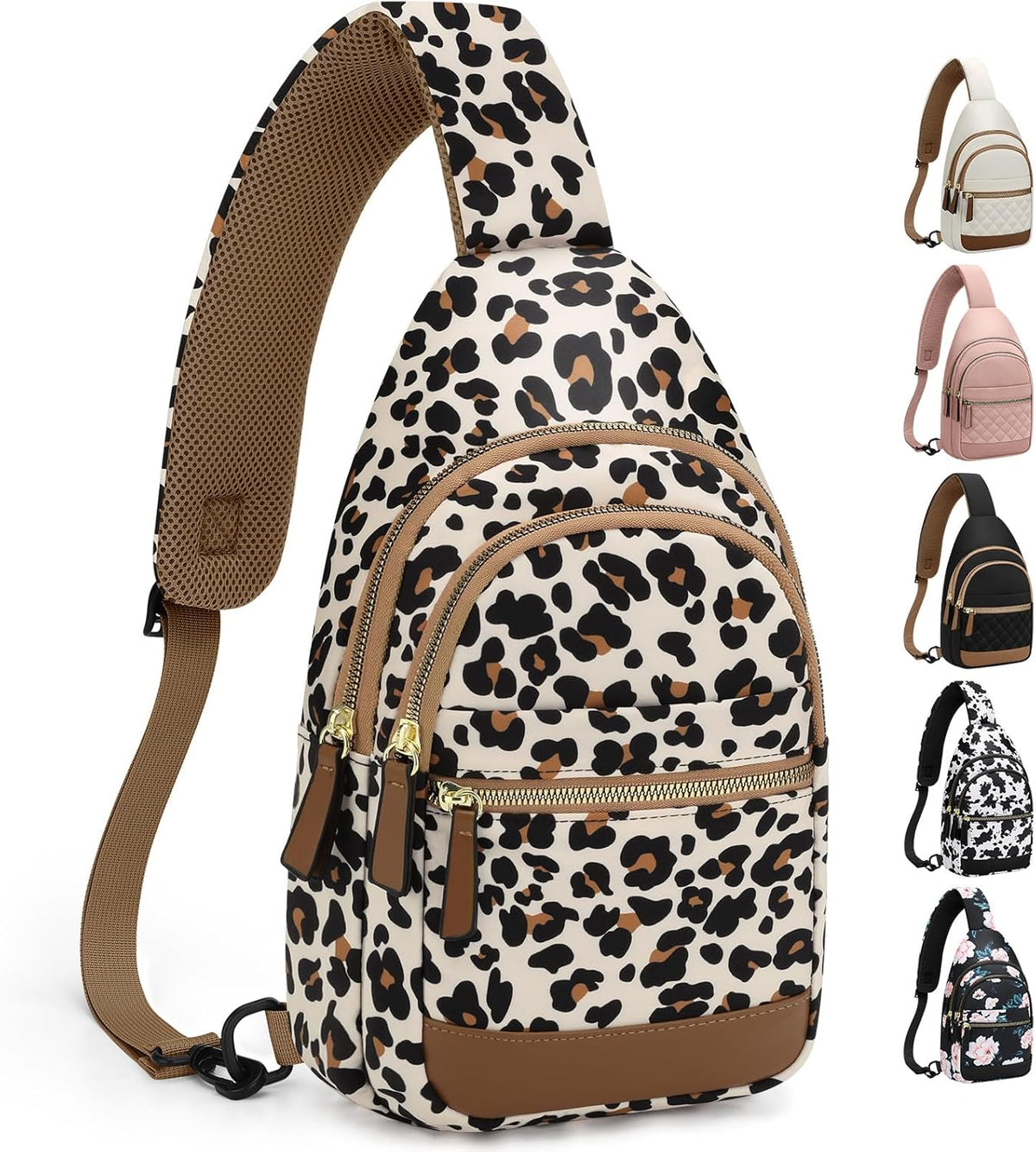 Sling Bag for Women Men Waterproof Crossbody Bags for Women Trendy Casual Fanny Pack with Convertible Shoulder Strap Chest Bag for Travel Hiking(Beige, Medium)