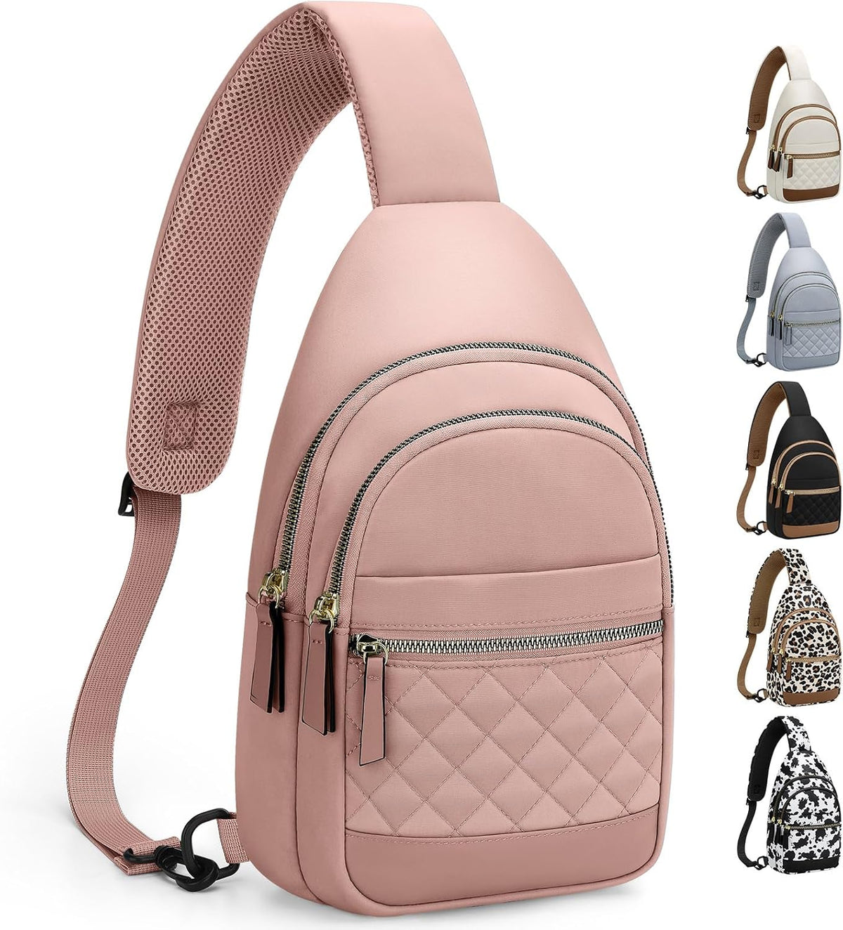 Sling Bag for Women Men Waterproof Crossbody Bags for Women Trendy Casual Fanny Pack with Convertible Shoulder Strap Chest Bag for Travel Hiking(Beige, Medium)