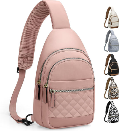 Sling Bag for Women Men Waterproof Crossbody Bags for Women Trendy Casual Fanny Pack with Convertible Shoulder Strap Chest Bag for Travel Hiking(Beige, Medium)