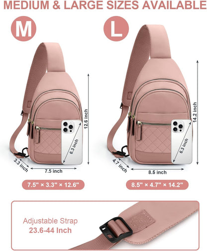 Sling Bag for Women Men Waterproof Crossbody Bags for Women Trendy Casual Fanny Pack with Convertible Shoulder Strap Chest Bag for Travel Hiking(Beige, Medium)