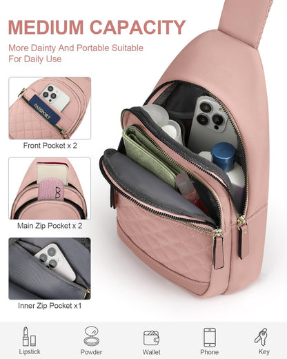 Sling Bag for Women Men Waterproof Crossbody Bags for Women Trendy Casual Fanny Pack with Convertible Shoulder Strap Chest Bag for Travel Hiking(Beige, Medium)